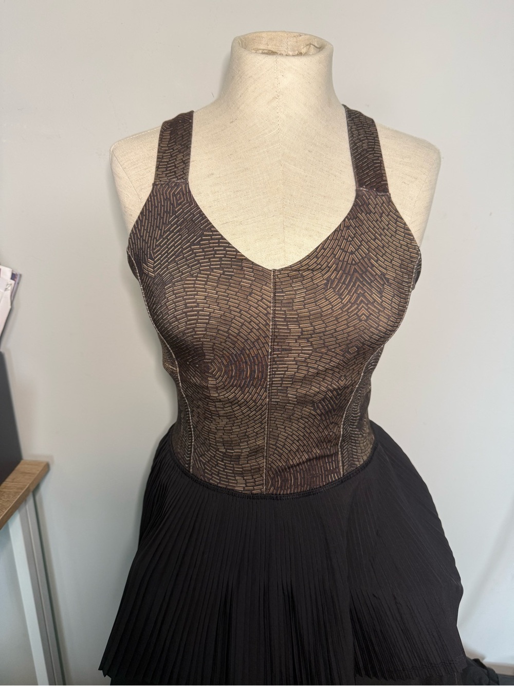 lululemon athletica Brown Mosaic-Print with pleated bottom Tank Top